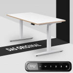 boho office&reg; reguleeritava k&otilde;rgusega laud - 160 x 80 cm Elektriline astmevaba koos juhtmevaba laadimisfunktsiooniga - Basic Line valge laudaplaadiga, mille lauaplaat on valge ja mitmekordse servaga.