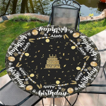 Elastse lindiga &uuml;mmargune laudlina v&auml;ljas, l&auml;bim&otilde;&otilde;t 36 tolli - 90 cm, elastne aialina s&uuml;nnip&auml;evapeo mustriga, sobib 75 cm - 85 cm