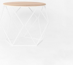 Sanna kohvilaud, suur &uuml;mmargune kohvilaud puidust ja metallist, l&auml;bim&otilde;&otilde;t 44 cm, t&ouml;&ouml;stuslik disain, vastupidav k&uuml;ljelaud elutuppa (Traffic White)