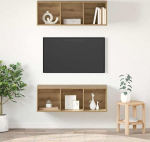 TV Schrank,TV-Schrankset Wandmontiert 2 tk Artisan-Eiche 37 x 37 x 107 cm,TV Board H&auml;ngend Schrank Fernsehschrank TV Bank Wohnzimmer M&ouml;bel Modern Wandschrank f&uuml;r Wohnzimmer Schlafzimmer