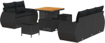 8-teiliges Garten Sofa Set mit Kissen schwarzes Poly-Rattan Akazie Gartenlounge Model3363764