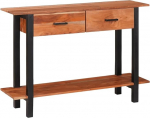 Konsolentisch Schmal Holz Flurtisch mit 2 Schubladen und 1 offene Ablage, Eingangstisch Sofatisch f&uuml;r Wohnzimmer Foyer Eingang, Braun und Schwarz 110 x 30 x 75 cm
