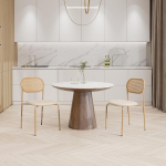 Komplekt 4 rotangist tooli seljatoega, k&ouml;&ouml;gitoolid punutud, mugavad k&uuml;ljetoolid jalgadega, puidust A