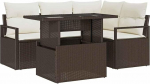 5-teiliges Garten Sofa Set mit Kissen aus braunem Poly-Rattan Gartenlounge Model3348814