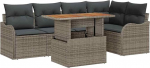 6-Teiliges Garten Diivan Set mit Kissen Grau Poly Rattan, 2-Sitzer Garten Sofa mit Stauraum & Kissen Grau Poly Rattan Gartenlounge Model3358197