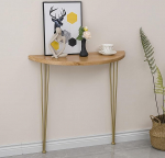 T&ouml;&ouml;stuslik seinakonsoollaud, koridoririiul, kitsas poolkuu k&uuml;ljelaud metallist jalgadega sissep&auml;&auml;sualale, elutuppa, koridori ja fuajeesse, 80 x 30 x 80 cm (must)