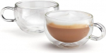 JUDGE Cappuccino Glass Cups, 2 Double-Walled Coffee Glasses with Handle, Vacuum Insulated Double-Walled Glasses, Heat Resistant, 250 ml Coffee Glasses Set