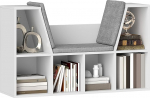HOMCOM Bookcase Storage Shelf with Bench, Compartments, Toy Shelf, Bookcase for Bedroom, 105 x 30 x 63 cm, White