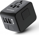 TravelHawk reisiadapter maailmas, pistikupesa adapter, 20W t&uuml;&uuml;p G, t&uuml;&uuml;p A USB-C ja 3 USB, reisipistik, kiirlaadija, universaalne adapter Saksamaale, USA-le, Jaapanile, Inglismaale, Taisse, Itaaliasse, Austraaliasse.