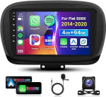 4G & 64G 9-tolline autoraadio Fiat 500X 2014-2020 koos Carplay Android Car Wireless, 1280 x 720, Android 13, puuteekraan Bluetooth RDS/FM raadio, GPS WiFi Navi/AHD tagantvaate kaamera, Mirror Link