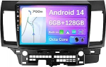JOYX - 6G + 128G - Android 14 IPS autoraadio sobib Mitsubishi Lancer (2010-2016) - Wireless CarPlay/Android Car/DSP - LED kaamera ja mikrofon - 10.1 tolli 2 DIN - DAB roolijuhtimispult kiire boot 360 kaamera