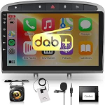 DAB+ 8 Core 4G + 64G Android Autoradio Peugeot 308 408 2007-2015 9-tolline puuteekraaniga autoraadio koos traadita Carplay Android autode peeglilink Bluetooth FM/RDS/EQ/DSP/Hi-Fi WiFi GPS navigatsiooniga