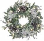 Valery Madelyn 18 tolli / 46 cm j&otilde;ulup&auml;rja esiuksekoristuse jaoks, m&auml;nni k&auml;bide ja marjadega, 20 LED-tuled ja taimeri funktsioon j&otilde;ulukaunistuseks, k&uuml;lmutatud talvine h&otilde;bevalge