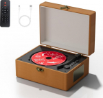 Yintiny pruunist nahast CD m&auml;ngija koos k&otilde;laritega kodu kaunistamiseks