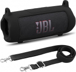 Khanka JBL Flip 7 Silikoonist &uuml;mbris koos eemaldatava &otilde;larihmaga, l&ouml;&ouml;gikindel pehme &uuml;mbris JBL Flip 7 kaasaskantavale Bluetooth-k&otilde;larile, ainult &uuml;mbris (must)