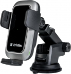 Verbatim Qi Kiire traadita autolaadija FWC-03 Pro, mobiiltelefoni hoidik koos laadimisfunktsiooniga autosse, induktiivne mobiiltelefoni laadimisjaam, intelligentne autolaadija iPhone'ile ja Androidile