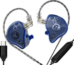 KAMINRUN ND Venus In-Ear Monitor k&otilde;rvaklapid, 10 mm topeltmagneetilise d&uuml;naamilise juhiga IEM k&otilde;rvaklapid, HiFi juhtmega m&auml;nguk&otilde;rvaklapid, 2-pinnaline eemaldatav kaabel (mikrofoniga, sinine, 3,5 mm)