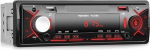 NHOPEEW 1 DIN autoraadio Bluetoothiga - 1 DIN raadio tugi Hands-Free/FM/Time Display - kaks USB-pesa, USB laadimine, AUX sisend, punane taustvalgustus