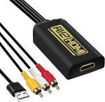 AV to HDMI Converter, RCA to HDMI adapteri kaabel koos HDMI kaabliga, 3RCA to HDMI kaabel, 1.2m, CVBS Audio Video to HDMI 1080P Support PAL, NTSC (kuldne must)