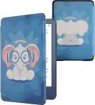 kwmobile Flip Case &uuml;hilduv Amazon Kindle (2022/2024) Case - eReader Case - Cute Elephant Light Blue Dark Blue Grey (helesinine tumesinine hall)