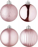 Well Home 100er Set Weihnachtskugeln Rosa in PET-Rohr mit verschiedenen Designs und Ausf&uuml;hrungen