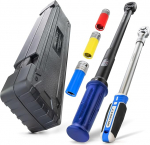 HASKYY Torque Wrench 1/2 Inch 40-210 Nm with Telescopic Ratchet 460-610 mm 72 Teeth Including Impact Socket Set SW 17, 19, 21 Automotive Industrial Motorcycle Car