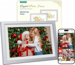Frameo digitaalne pildiraam, h&otilde;bedane, WiFi, 10,1-tolline elektrooniline pildiraam, 32 GB m&auml;lu, 1280 x 800 HD IPS puuteekraan, fotod-videod Frameo rakenduse kaudu, kingituste jagamine naistele ja meestele