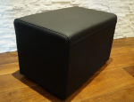 Quattro Meble Real Leather Stool 60 x 40 x 40 cm Cowhide Seat Cube Footstool Upholstered Stool Real Leather Puff Black