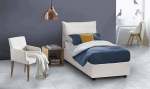 Talamo Italia - Sarah White Single Bed with Faux Leather Cover - 100% Made in Italy - Front Opening - Fits Mattress 90 x 200 cm