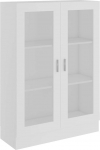 Homgoday Display Cabinet, Bookcase with Glass Doors, Freestanding Display Case, Storage Cabinet for Living Room, Office, Sideboard with Shelf, White, 82.5 x 30.5 x 115 cm, Wood Material
