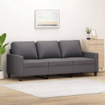 ZEYUAN 3 Seater Sofa Grey 180 cm Faux Leather, Sofas & Couches, Sofa Living Room, Sofa for Teenager's Room, Relaxing Sofa, Sofa for Bedroom, Upholstered Sofa 359144