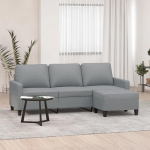 ShGaxin 3201037 3-Seater Sofa with Stool, Light Grey, 180 cm Fabric, Sofas & Couches, Sofa Living Room, Sofa for Teenager's Room, Relax Sofa, Sofa for Bedroom, Upholstered Sofa