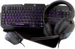 X-Wing 2 Pack Gaming 4-in-1 QWERTY membraaniga klaviatuur koos taustavalgustusega, optiline RGB hiir 7200 DPI k&otilde;rvaklapid mikrofoniga mittelibisev matt Multiplatvormi m&auml;ngukomplekt