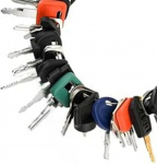 50 St&uuml;ck Schwerger&auml;t-Schl&uuml;ssel-Set f&uuml;r Katzen f&uuml;r Raupen-Baumaschinen - Metall-Z&uuml;ndschl&uuml;ssel-Ersatz mit verstellbarem Drahtring, 14 x 17 mm