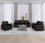 Juroupi 3201338 3-Piece Sofa Set with Cushion Sofa Living Room Sofa Set Sofas for Living Room Black Faux Leather