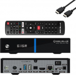 GigaBlue UHD Trio 4K PRO - 1xDVB-S2X MS + 1xDVB-C/T2 Combo vastuv&otilde;tja satelliidi, kaabli/T2 signaali jaoks, E2 Linux TV Smart TV Box, meedia taasesitus, PVR funktsioon, 1200Mbps WiFi, HTS e-com HDMI kaabel