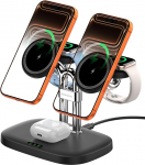 5-in-1 juhtmevaba laadimisjaam Apple seadmetele, topelt magnetiline laadija iPhone Air/17/16/15/14/13/12, topelt 5W kiirlaadimine Apple Watch 11/10/9/8/Ultra 3/SE 3, SwanScout 902M