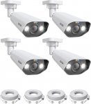 ZOSI 5MP PoE Surveillance Camera, 4X 5MP HD Outdoor POE Colour Night Vision, Light and Sound Alarm Camera for ZOSI POE NVR System