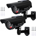 BORDEAG Pack of 2 Dummy CCTV Dummy Surveillance Camera, Dummy Camera Solar Camera Dummy Camera Wall Mount, Fake Security Camera with Red Flashing LED, Fake Camera for Indoor and Outdoor Use