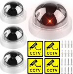 Pack of 4 Dummy Cameras with Red Flashing LED, Deceptively Real Fake Security Camera, CCTV Dummy Surveillance Camera, Fake Dome Camera for Home and Office Surveillance (White) (4)