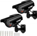 Kaamera Dummy Solar Powered Surveillance Camera Dummy Fake Camera Dummy Camera Dummy Indoor Outdoor Fake Surveillance Home Security Security (Black-2 Pack)