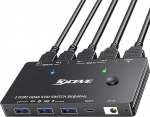 KVM l&uuml;liti HDMI 8K @ 60Hz, HDMI KVM l&uuml;liti 2 arvutile, mis jagavad 1 monitori ja 3 USB 3.0 seadet, kaablipult ja USB-kaabel kaasas