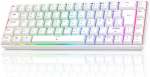TMKB T68 m&auml;nguklaviatuur, 60% traadita mehaaniline RGB klaviatuur Bluetooth/2.4G/Type-C, kompaktne 68 klahvi Anti-Ghosting, saksa QWERTZ paigutus, punane lineaarne l&uuml;liti, valge