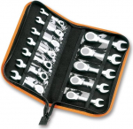 Beta 142C/A Ring-Maulschl&uuml;sselsatz f&uuml;r allgemeine Instandhaltungsarbeiten (12-teilig, handliche Size mit Knarre (Art. 142C), inkl. praktischer Tasche, Werkzeuge Made in Italy), Chrom/Schwarz