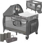 Lionelo Sven Plus 4 in 1 Baby Bett ab Geburt kuni 15 kg Wickelauflage Moskitonetz luftige Seitenw&auml;nde mit Seiteneingang Tragetasche zusammenklappbar