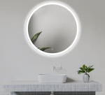 60 cm &uuml;mmargune LED-valgustusega vannitoa peegel, &uuml;mmargune LED-vannitoa peegel koos puutetundliku l&uuml;litiga, naturaalvalge LED-esitulega peegel