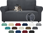ZNSAYOTX Super Stretch Couch Cover Love Seat Diivan Cover elutoa koertele Lemmikloomade s&otilde;bralik m&ouml;&ouml;bli kaitse Spandex Loveseat Slipcovers koos libisemisvastaste vahtpulkadega (tumehall, Loveseat)