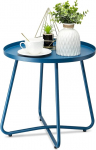 danpinera Outdoor Side Table, ilmastikukindel teras, Patio Side Table, V&auml;ike &uuml;mmargune k&uuml;ljelaud &otilde;ue, metallist k&uuml;ljelaud &otilde;ue, r&otilde;dule, aeda, &ouml;&ouml;kapile (sinine)