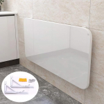 Kompakter Wandklapptisch in Wei&szlig; mit 2 St&uuml;tzen, Hochglanz-Finish, inklusive Computertischzubeh&ouml;r (70 x 20 cm), perfekt f&uuml;r kleine R&auml;ume und Heimb&uuml;ros