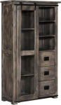 MASSIVMOEBEL24.DE Raudtee Mango vitriinkapp Hall lakitud massiivne riiul Wormholes Vanapuu v&auml;limusega l&uuml;kanduksed Raudne k&otilde;rge kapp Highboard Industrial Style Used Look 100 x 45 x 175 cm